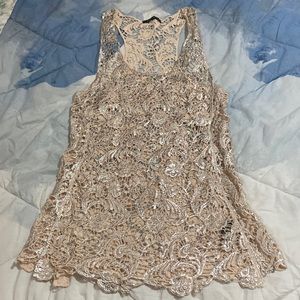 Metallic Lace long length tank top